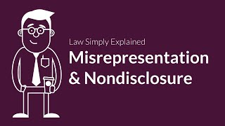 Misrepresentation and Nondisclosure  Contracts  Defenses amp Excuses [upl. by Roobbie]