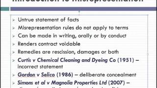 Misrepresentation Lecture 1 of 4 [upl. by Eniamrej]